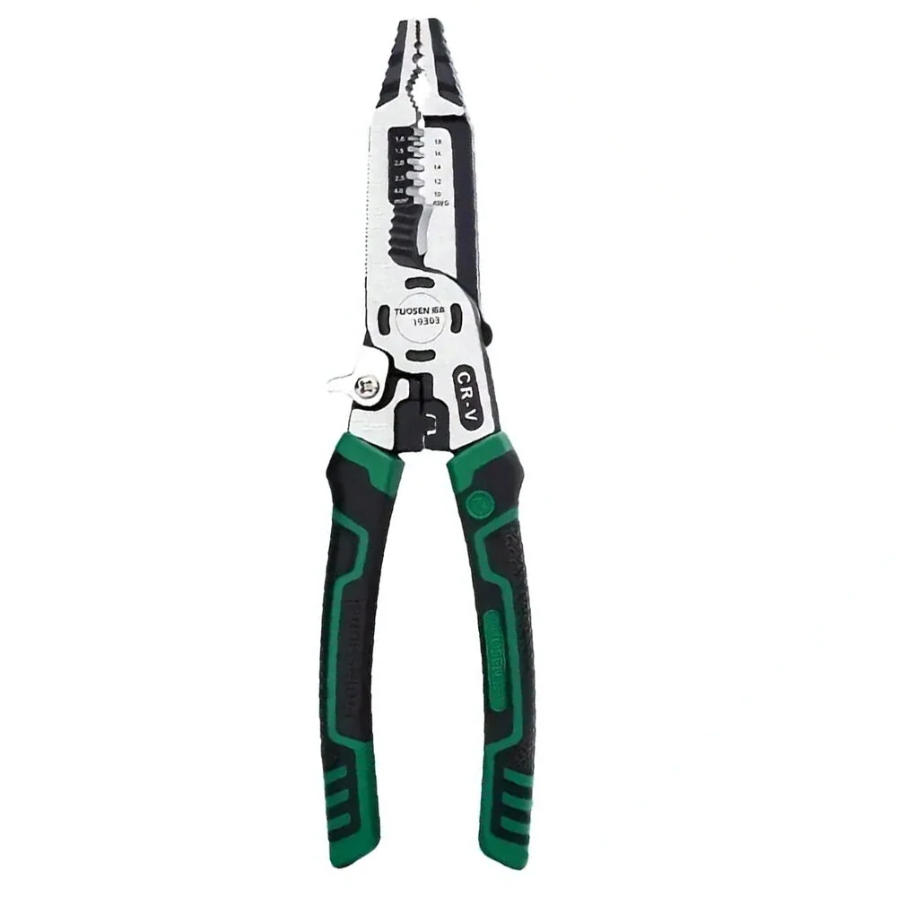 Vanadium Steel Electrician Pliers - Wire Stripping & Cutting Tool with Non-Slip Grip