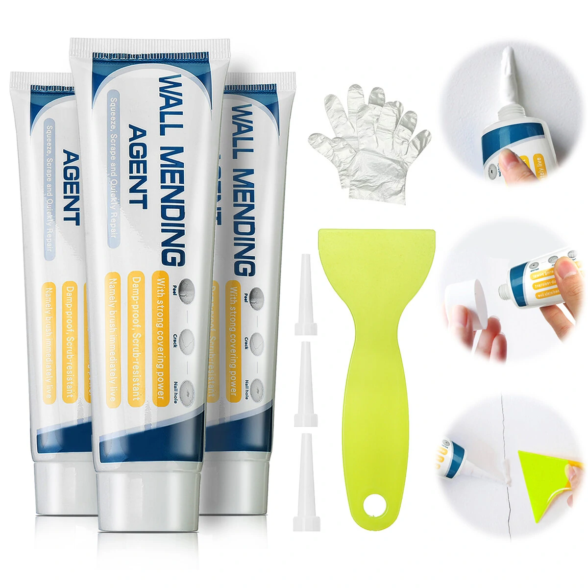 Jeteven 300g Wall Spackle | Repair Cream for Holes with Scraper & Gloves