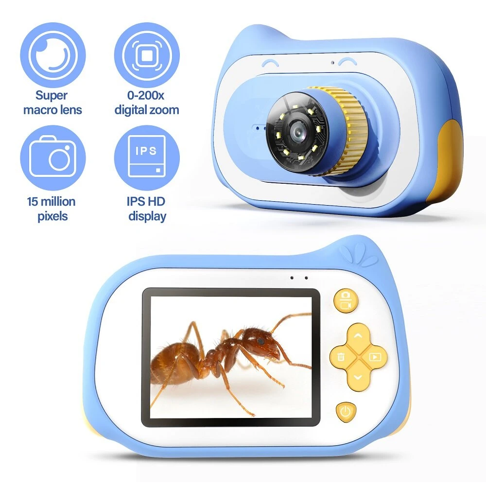 Inskam321 Kids Microscope - 15MP 0-200X Zoom | 2-inch HD Portable Science Camera