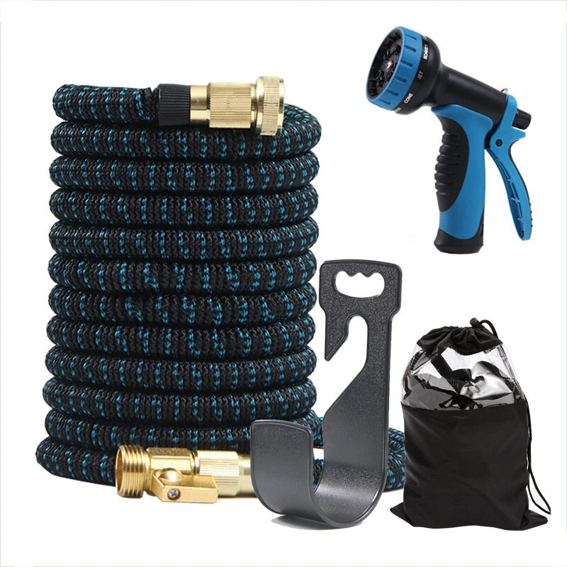 Flexible Magic Garden Hose - 25ft to 100ft Expandable with High-Pressure Spray Gun | 10m Reach for Car Washing & Plant Watering