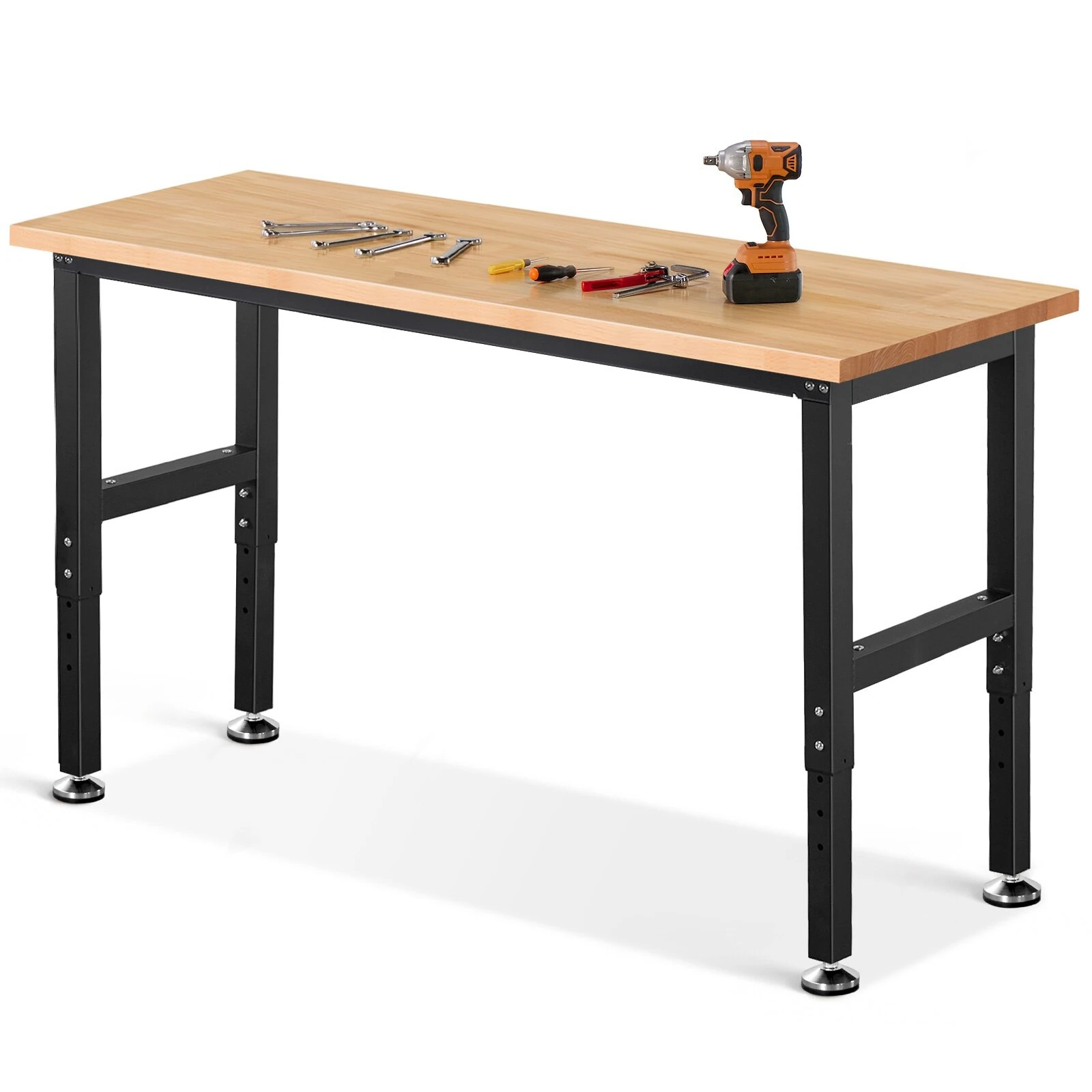ENJOYWOOD 60 Inch Heavy Duty Workbench - Rubberwood Top Workstation for Woodworking Shop