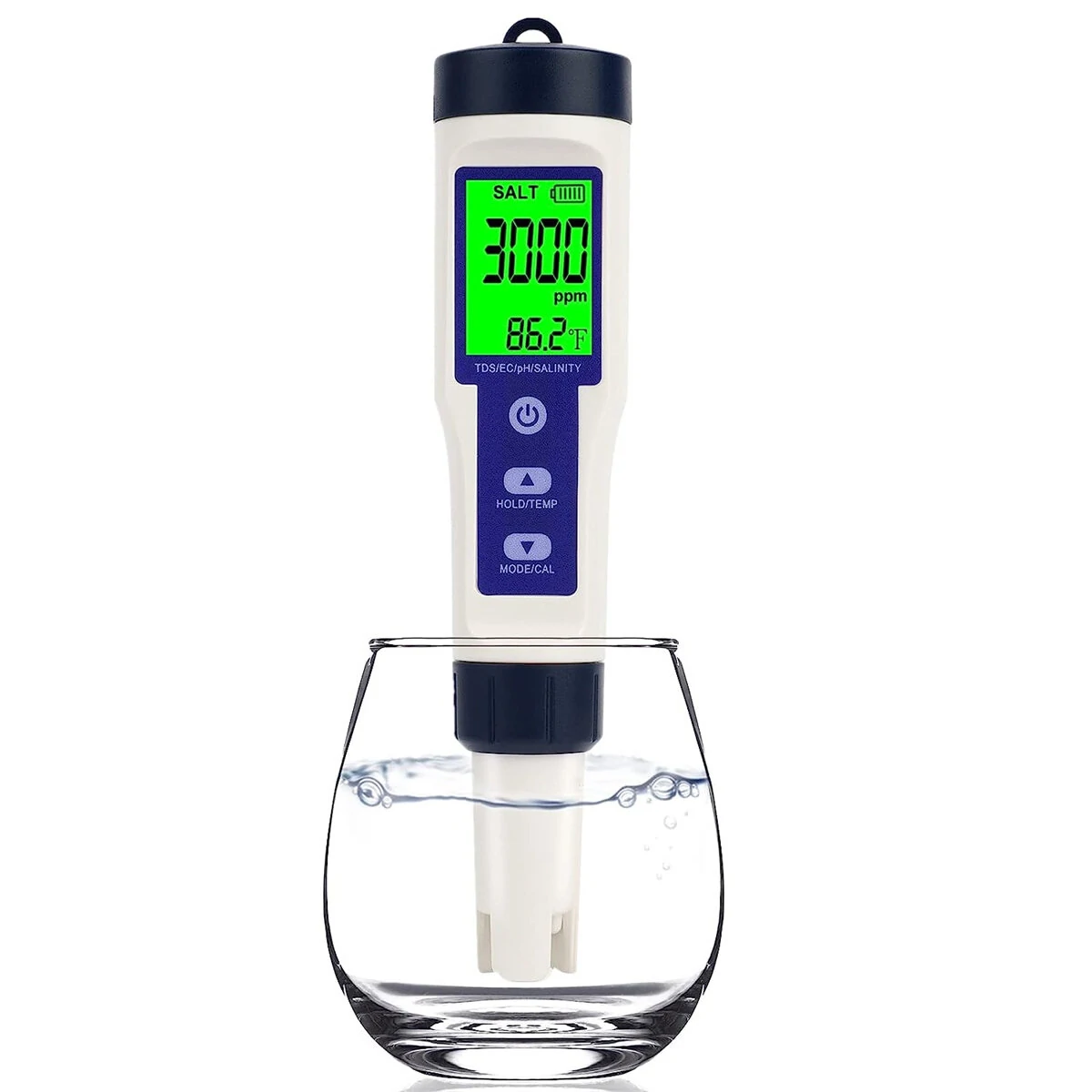 Digital Salinity Meter - 5 in 1 Pool Salt Tester | High Accuracy IP67 Waterproof | PPM PPT % Display