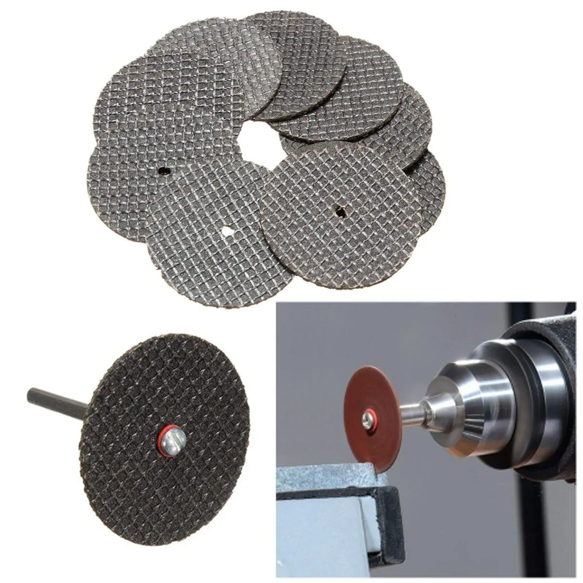 Dremel Rotary Tool Set - 50Pcs Black Cutting Wheel Discs 32mm with 2 Mandrel Bits