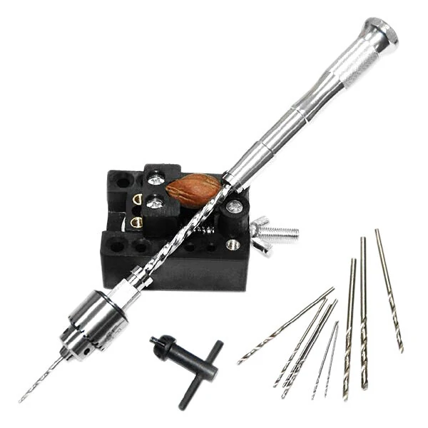 Mini Hand Drill Semi-Automatic | 0.3-4.0mm Chuck with 10 Twist Drills & Reamer