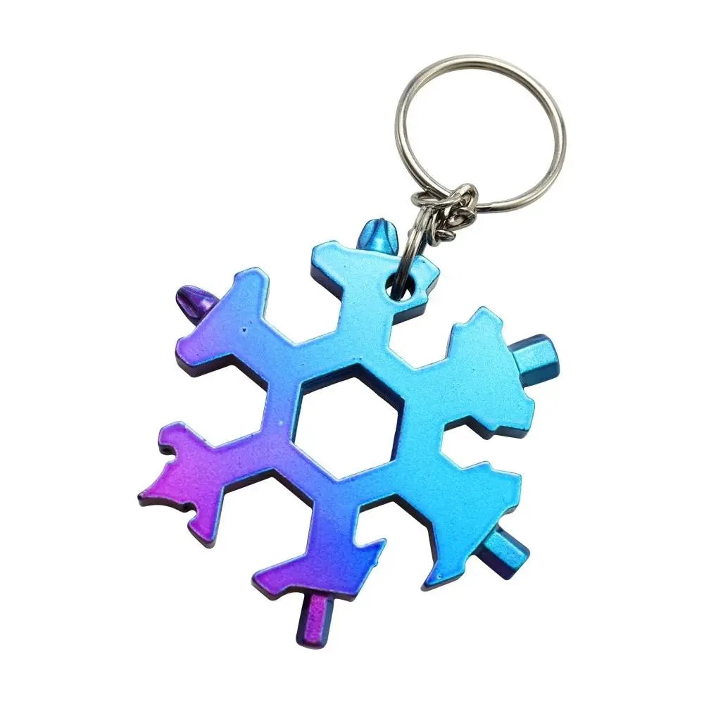 15-in-1 Stainless Steel Multi-Tool Keychain | Snowflake Shape Screwdriver & Bottle Opener