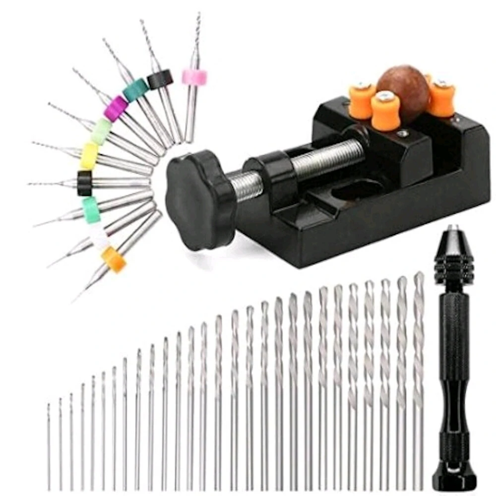 40pcs HSS Twist Drill Bits 0.1-1.0mm | Manual Hand Drill Set for PCB & Clamp