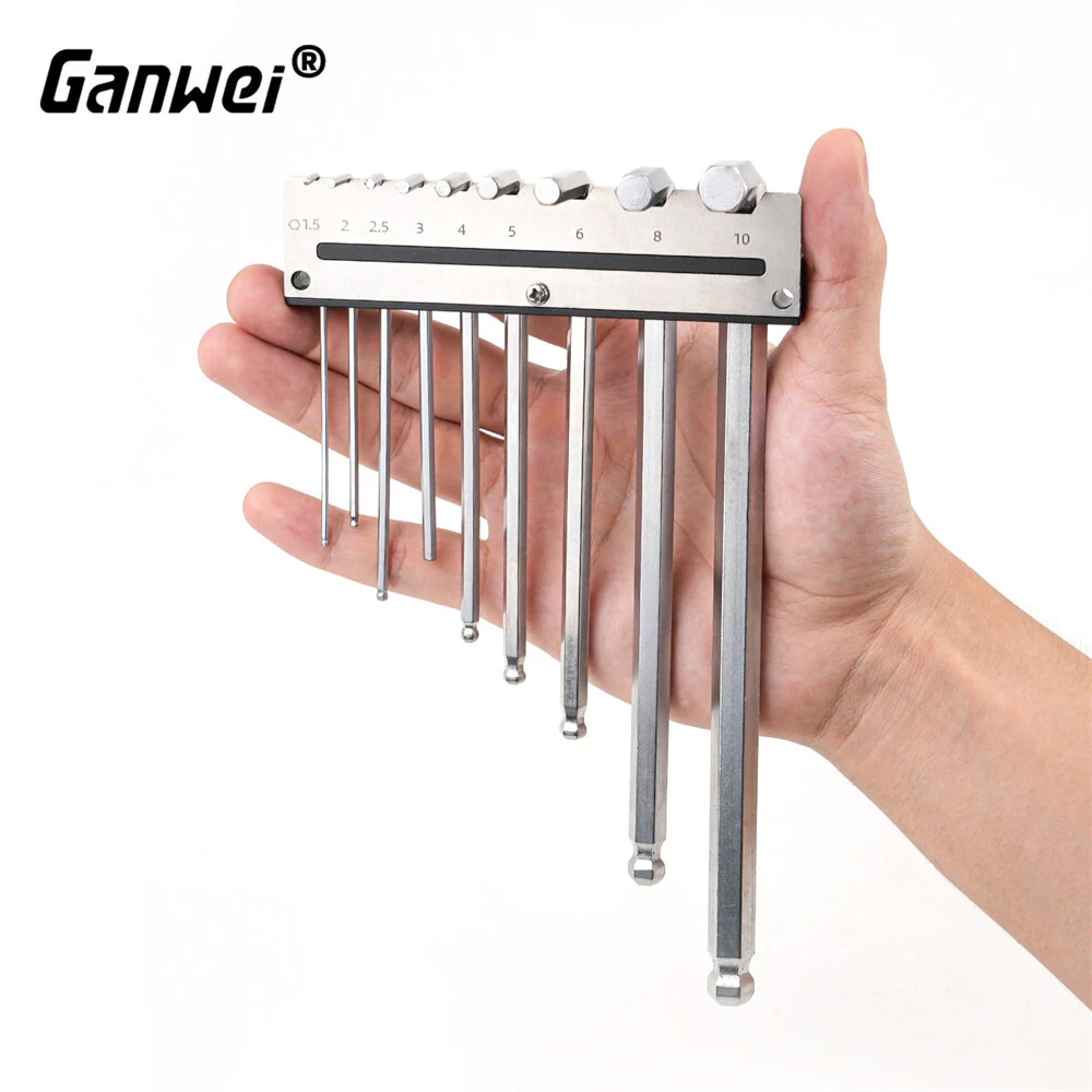 Ganwei Hex Key Organizer Rack | CNC Aluminum Wall Mount for 1.5-10mm Keys