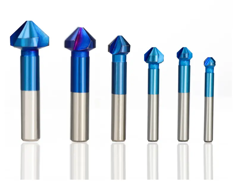Drillpro 6Pcs HSS Chamfer Cutter - 90 Degree Countersink Drill Bit | 3 Flute End Mill
