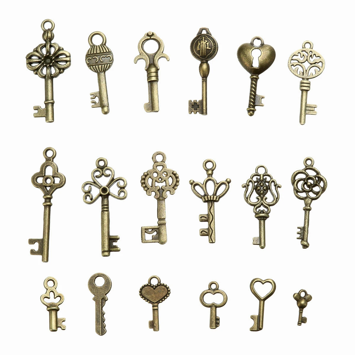 Antique Bronze Key Pendant Kit - 18Pcs for Necklace Bracelet Anklet