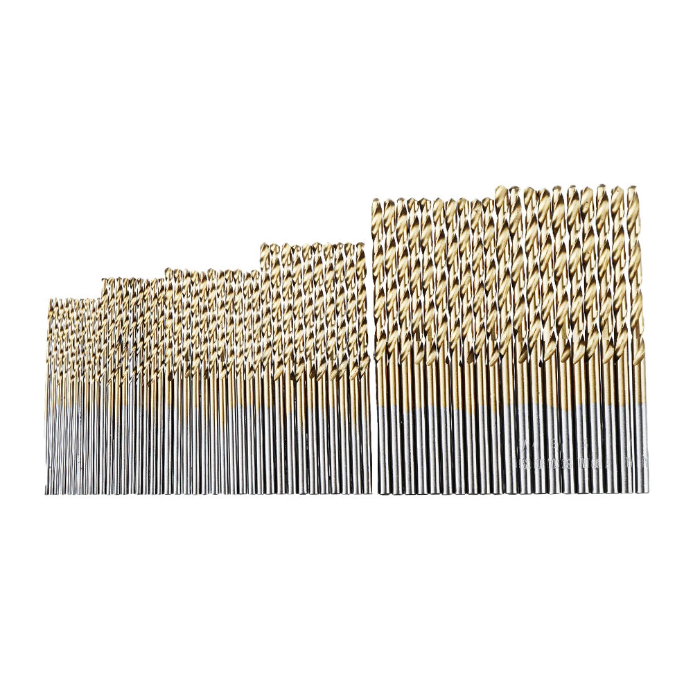 Drillpro 50Pcs HSS Twist Drill Bit Set - Titanium Coating 1/16-1/8 Quick Change