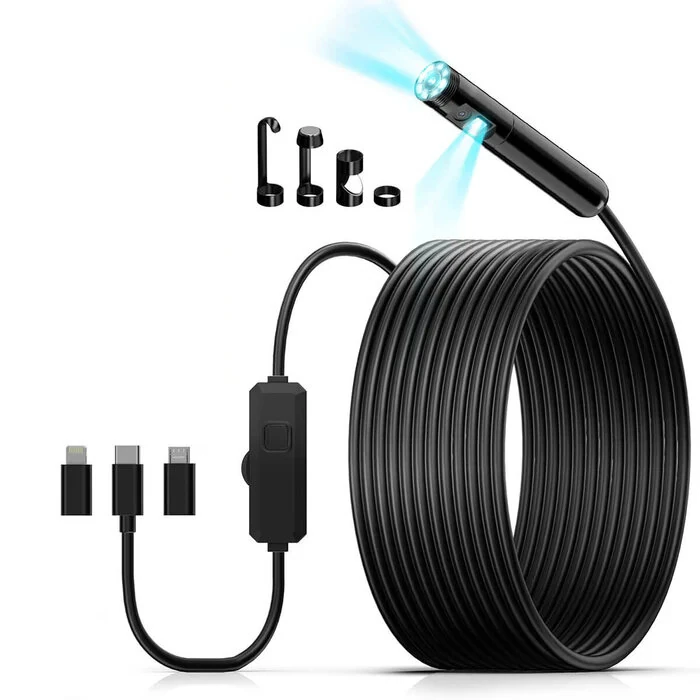 KAIWEETS KBM01 Endoscope Camera - 1920P HD, Dual Lens, 16.5ft Waterproof IP67, LED Lights