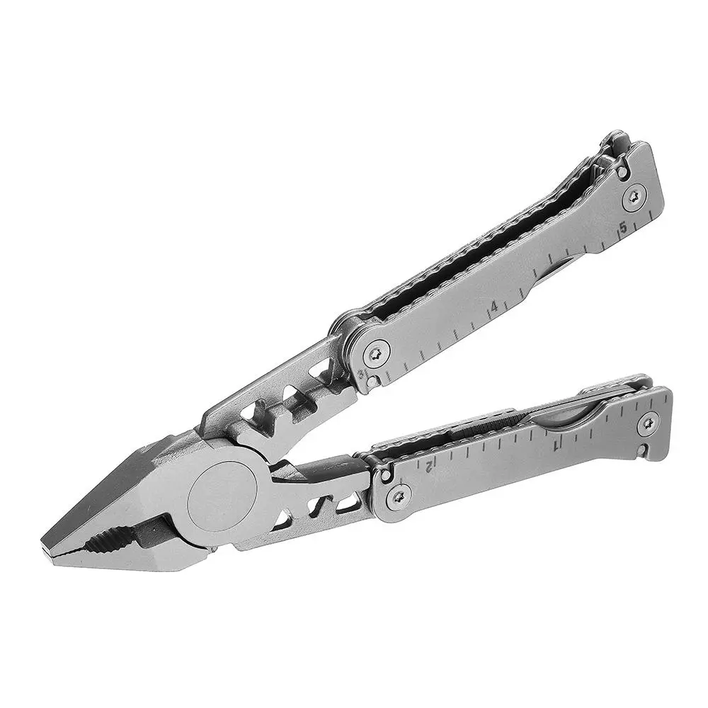 11-in-1 Pocket Multitool - Stainless Steel Plier, Wire Cutter & Bottle Opener for Camping