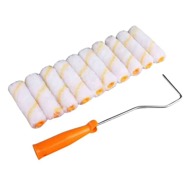 Mini Paint Roller Kit - 10cm Polyester Blend for Smooth Finish - Easy Clean Indoor & Outdoor Use
