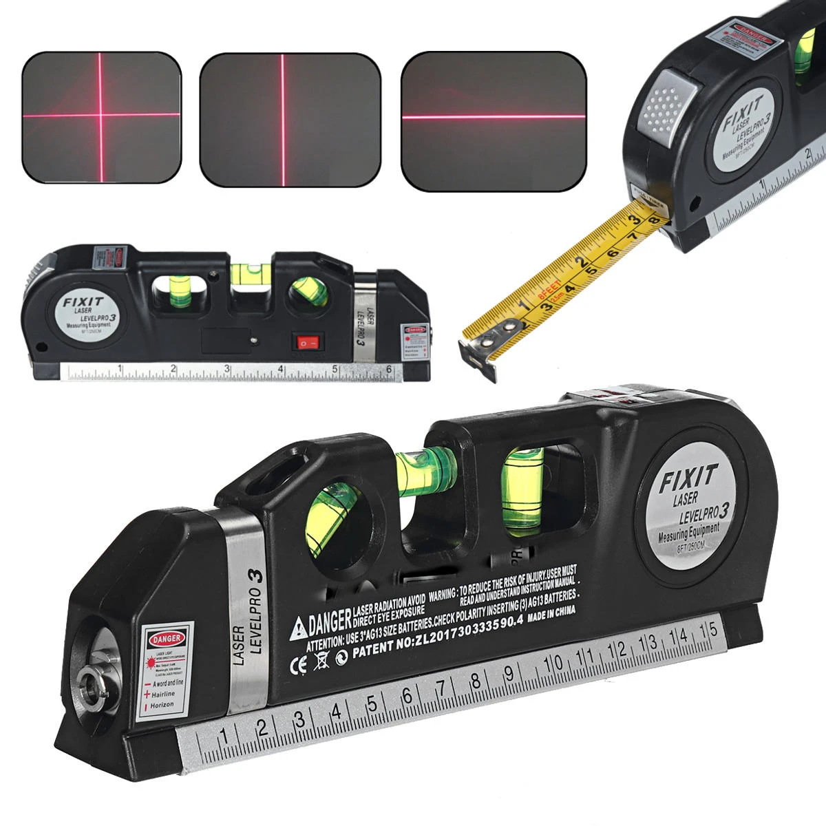 Multipurpose Laser Level - Vertical Cross Line Aligner with Metric Ruler