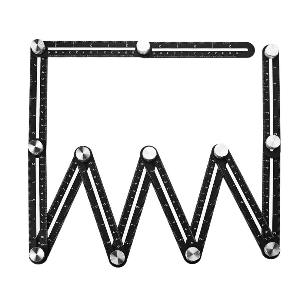 Twelve Folding Ruler | Aluminum Alloy Multifunctional Angle Measurement Tool for Floor Tile & Wood