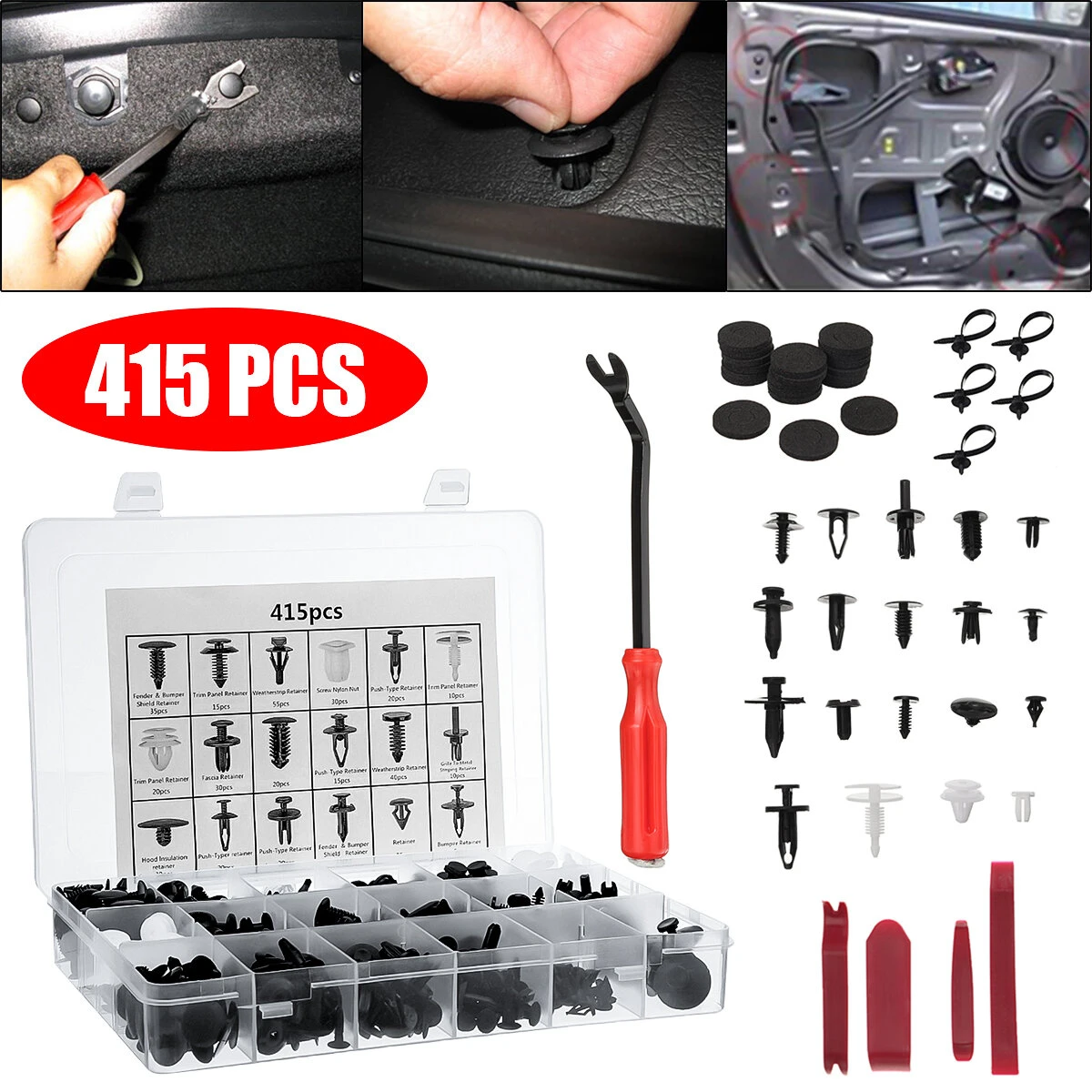 Ford Car Bumper Fastener Kit - 415pcs Nylon Rivet Retainer Clips
