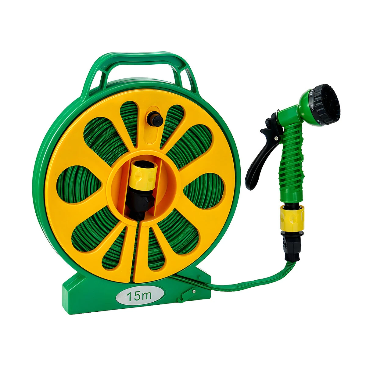 Drillpro 15m PVC Water Hose with 5 Spray Nozzle - Pressure Washer for Faucets