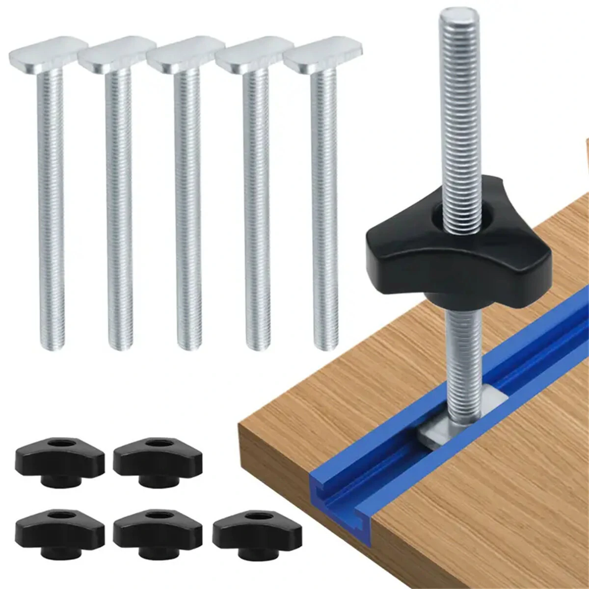 5 Pack T-Bolt Knob Kit for Miter Track & T-Slot - 1/4 & Universal Workbench Jig