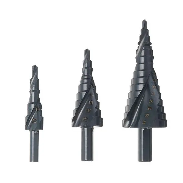 3pcs HSS Step Drill Bits Set - 4-12/20/32mm | Spiral Grooved Hole Cutter