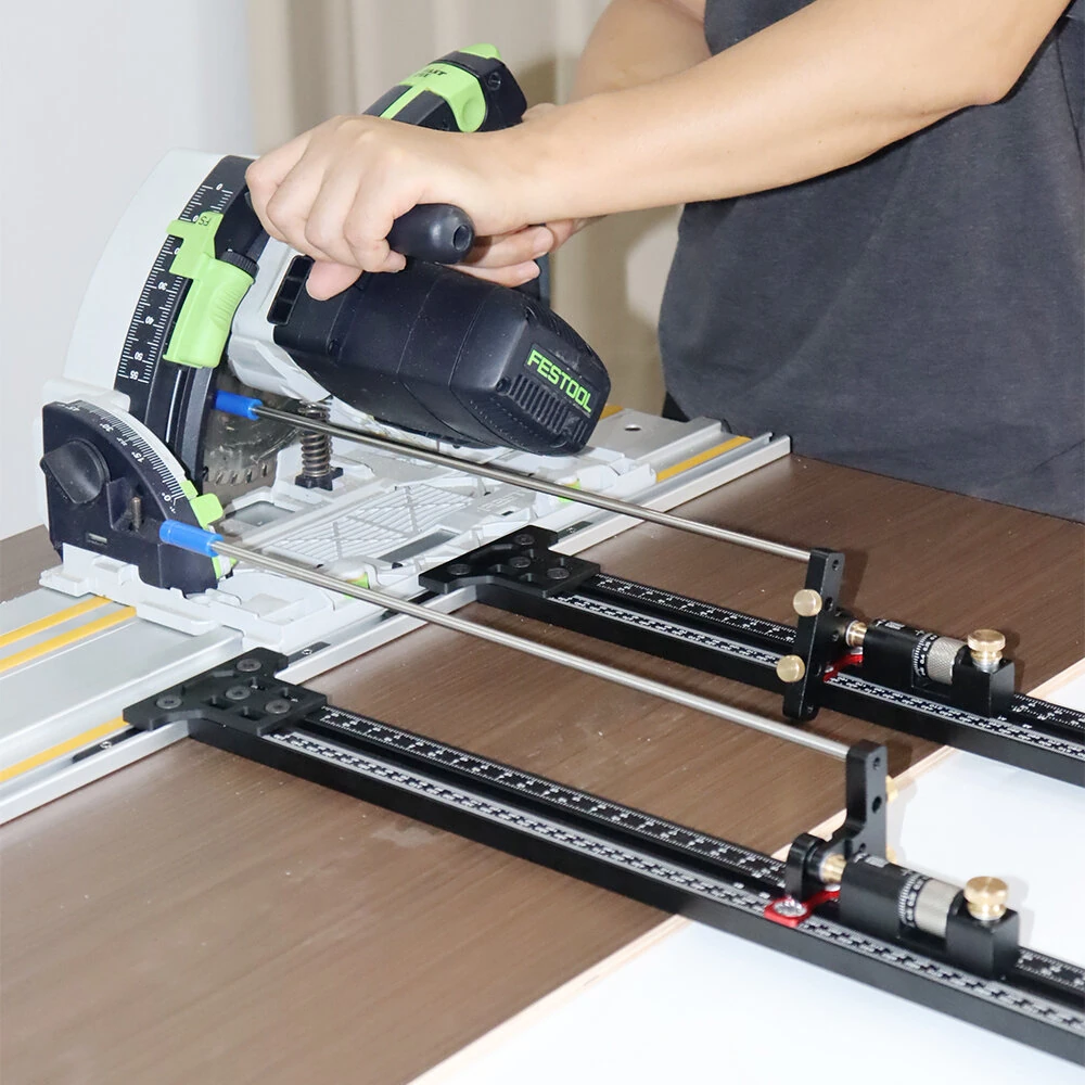 ENJOYWOOD Track Saw Parallel Guide System | 0-147.9cm Range with Micro Adjustable Flip Stop | Compatible with Makita Festool Milwaukee
