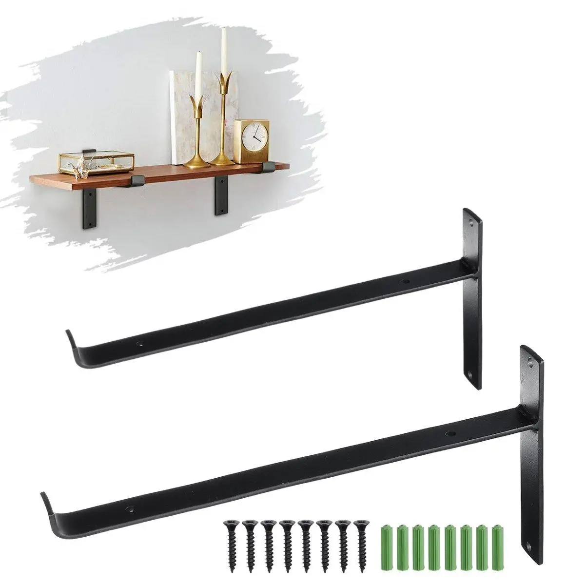 Rustic Wall Shelf Brackets - Heavy Duty Industrial Angle Braces - 20/25/30cm