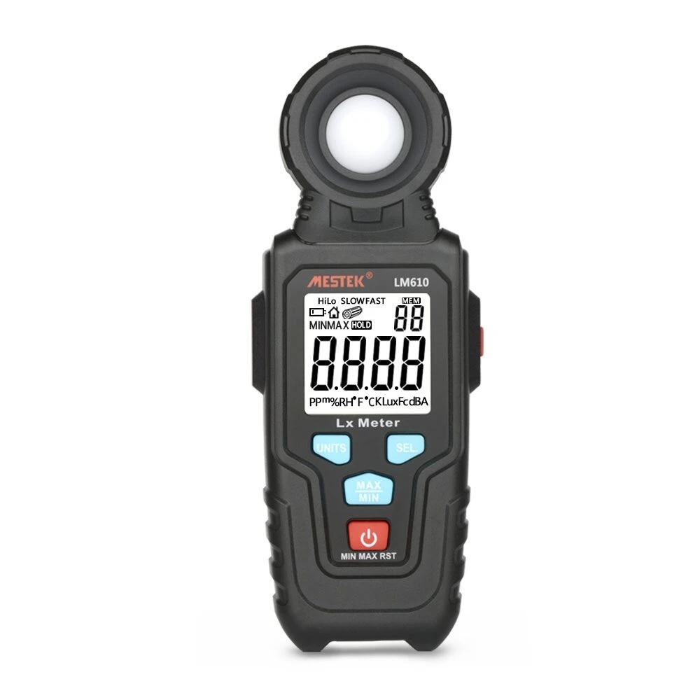 MESTEK LM610 Digital Lux Meter - 100,000 LUX Range | Max/Min Hold | Light Meter