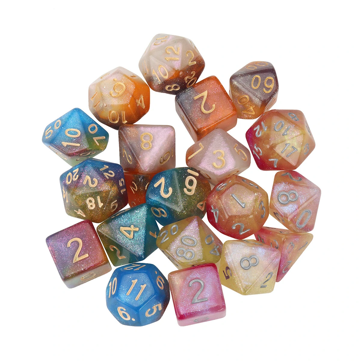 7Pcs Polyhedral Dice Set for Dungeons & Dragons | Acrylic RPG Board Game Accessory