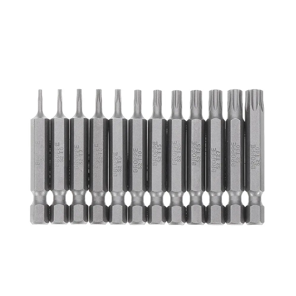 BROPPE 10Pcs Magnetic Torx Screwdriver Bits Set | T5 to T40 | 1/4 Inch Hex Shank