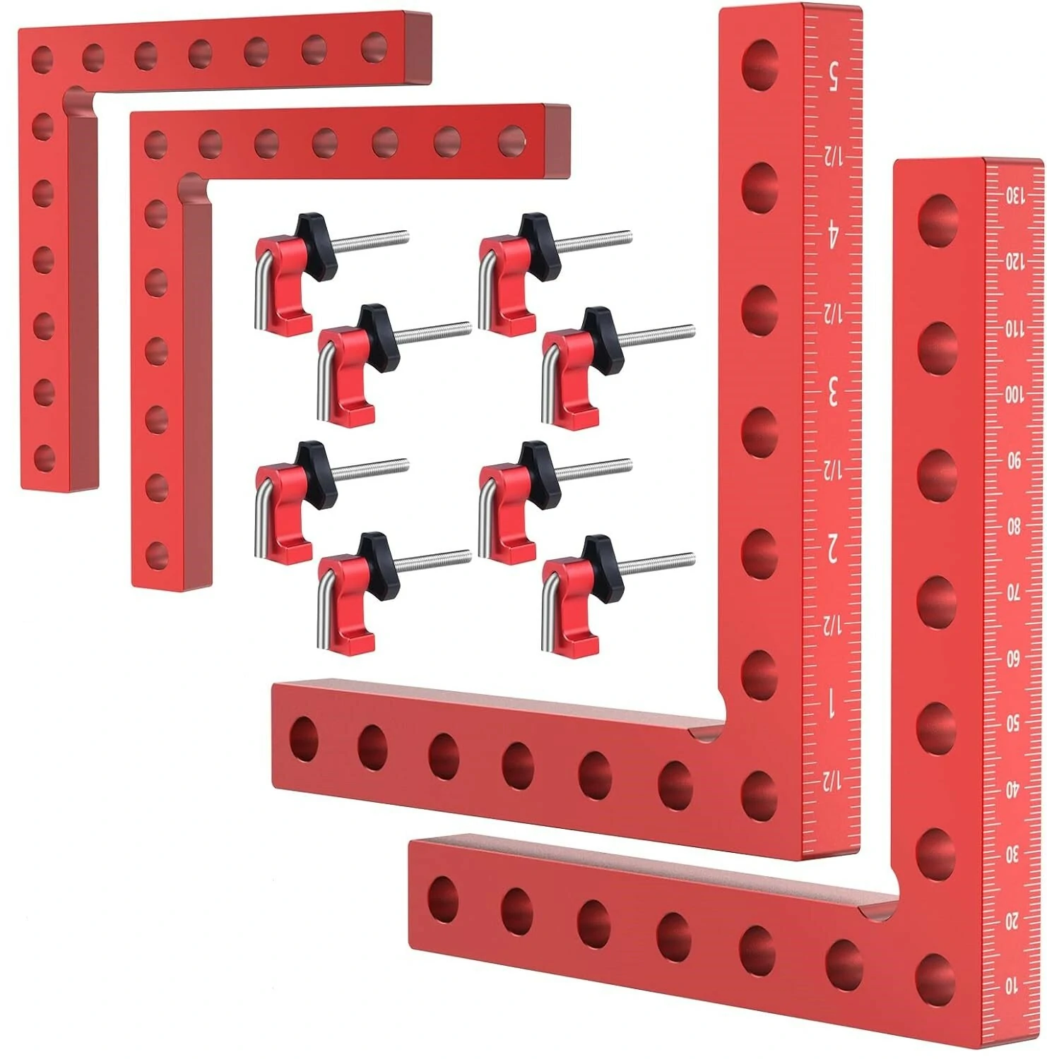 VEIKO 4PCS 90 Degree Right Angle Clamps - 140mm Aluminum Alloy with Dual Scale