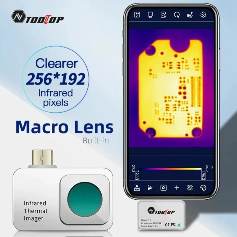 TOOLTOP T5 Thermal Imager for Android - 256x192 IR Camera with Macro Lens | 25Hz for PCB & Phone Repair