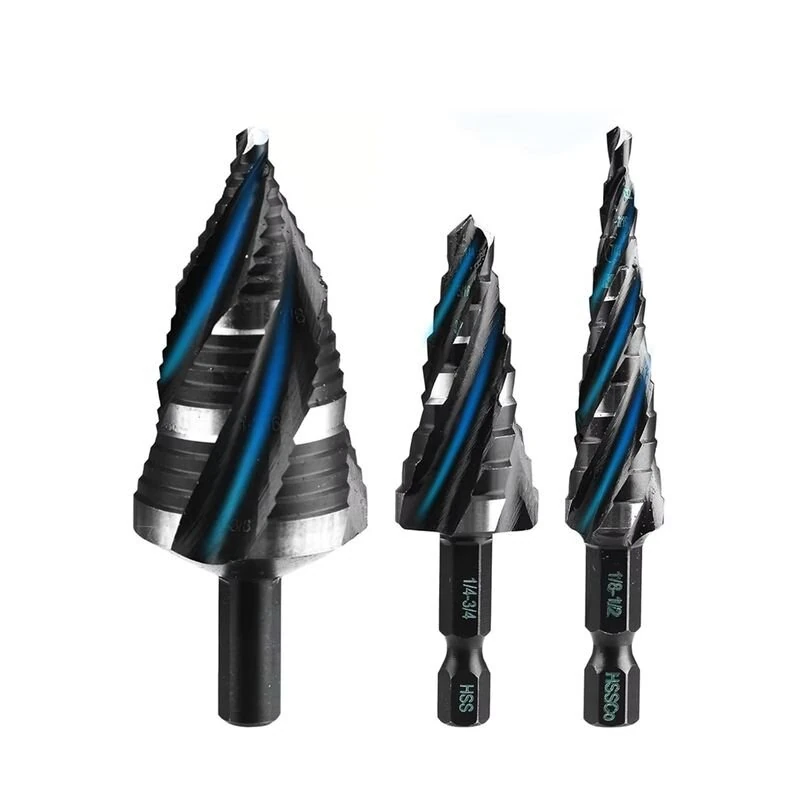 High Speed Steel Titanium Step Drill Bit Set - 3PCS Hex Shank for Metal