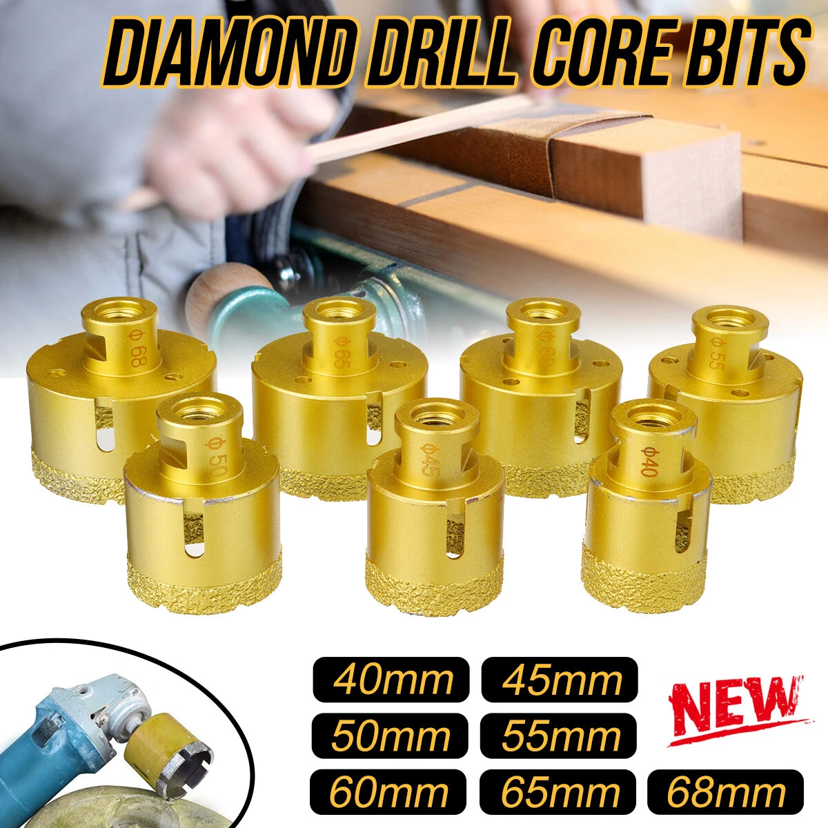 40mm-68mm M14 Diamond Hole Saw Drill Bit | Glass Ceramic Tile Marble Cutting Tool