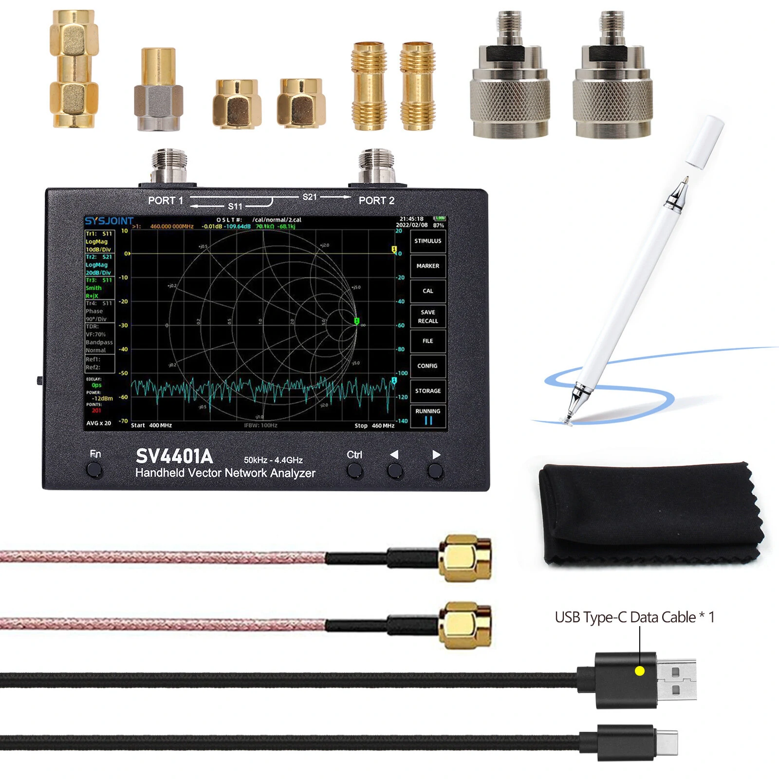 NanoVNA Vector Network Analyzer | 50KHz-4400MHz, 7 inch Touch Screen, 100dB Dynamic Range