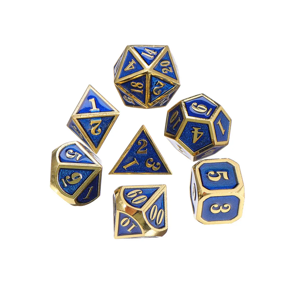 7Pcs Heavy Duty Metal Polyhedral Dice Set - Antique RPG Role Playing Game Dice