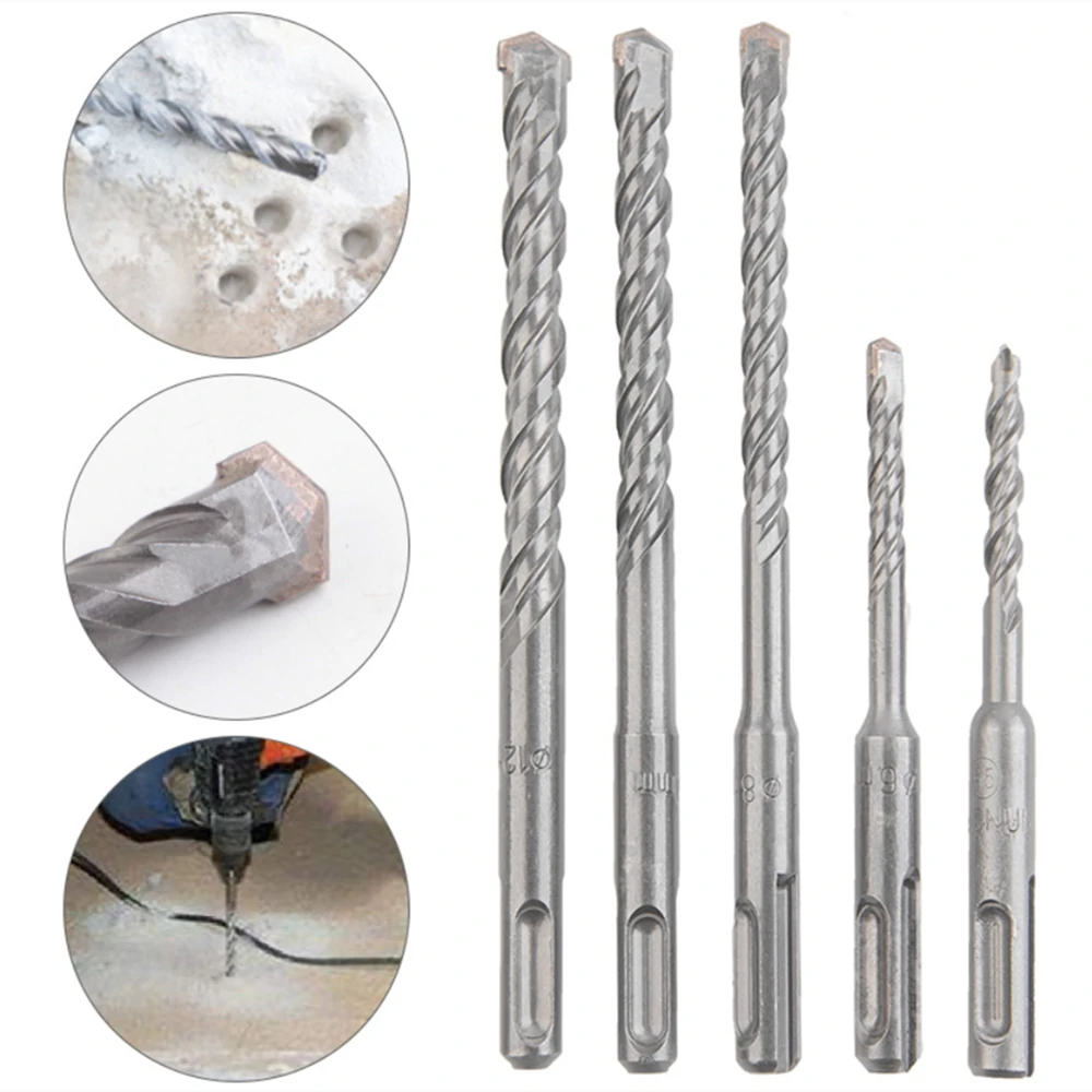 5pcs 6-12mm SDS Plus Masonry Drill Bits - Hammer Drill Set for Concrete