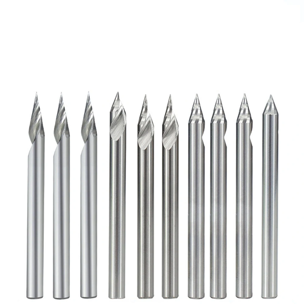 Drillpro 10Pcs 3.175mm Shank Carbide Engraving Bits | 30 Degree 0.1mm Tip