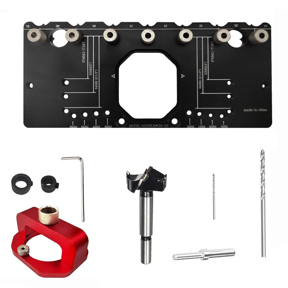 35mm Hinge Punch Locator Jig - Aluminum Alloy Drill Guide for Cabinet Door Installation