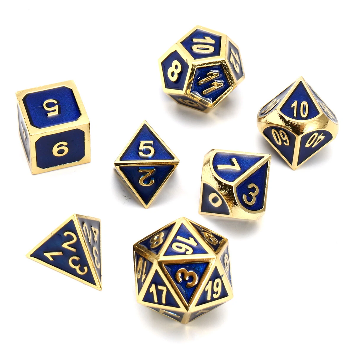 Antique Solid Metal Polyhedral Dice Set - Heavy RPG Dice for Role Playing Games
