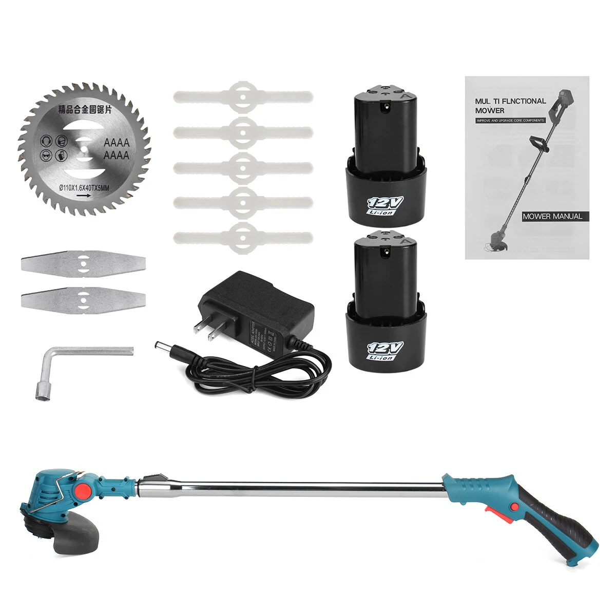 12V Cordless Electric Lawn Mower - Grass Trimmer & Garden Tool Cutter