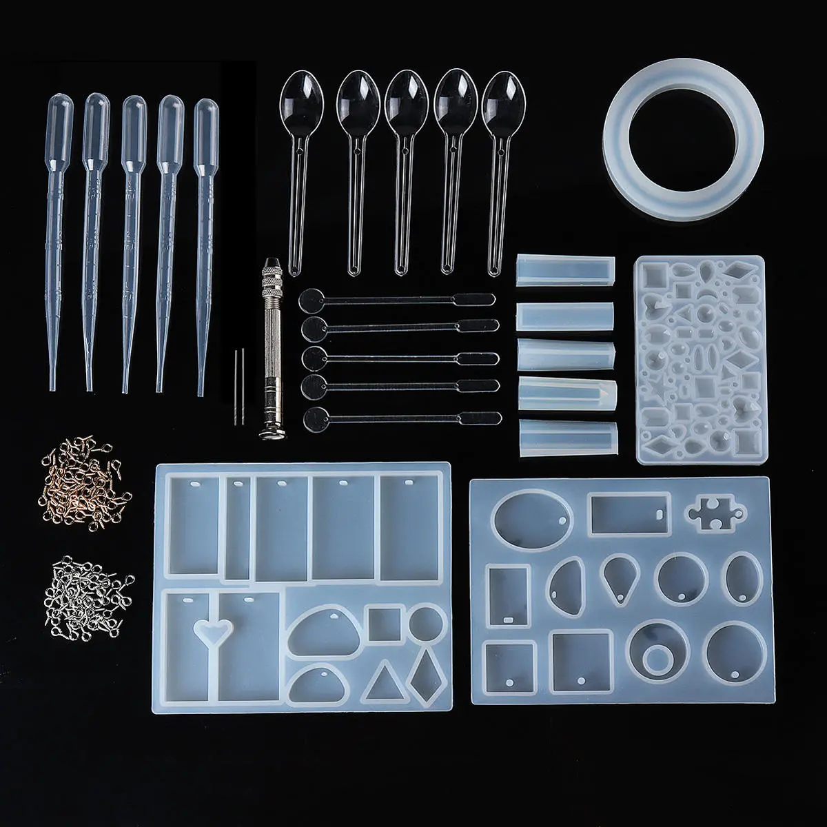 27Pcs DIY Craft Tools Kit | Silicone Crystal Mold for Jewelry Resin Casting