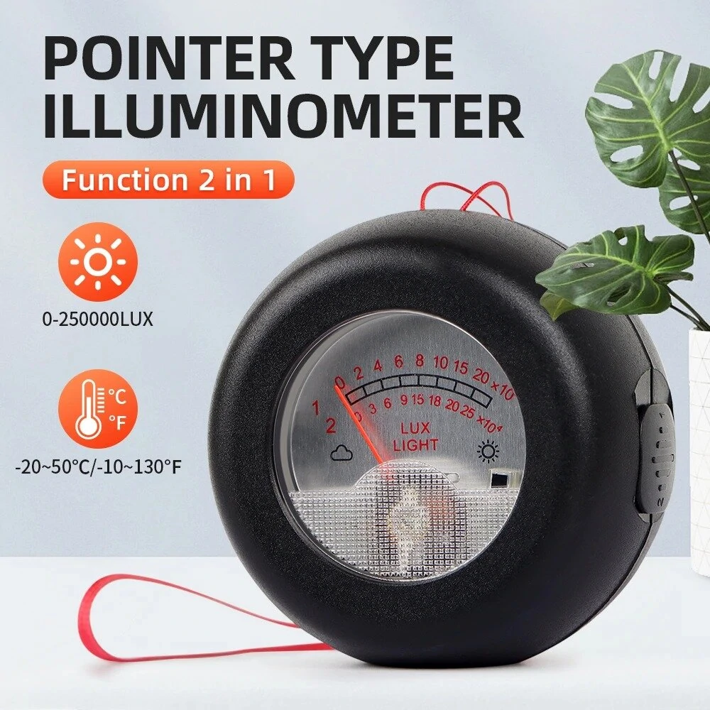 2-in-1 Light Meter Thermometer | 0.1-250,000 Lux High Precision Sensor | Dual Display for Plants & Work