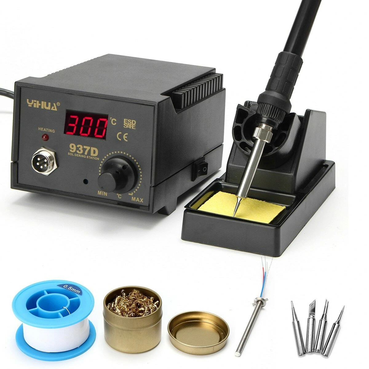 YIHUA 937D 75W Digital Soldering Station | 220V with 4 Tips & Lead Welding Tool Kit