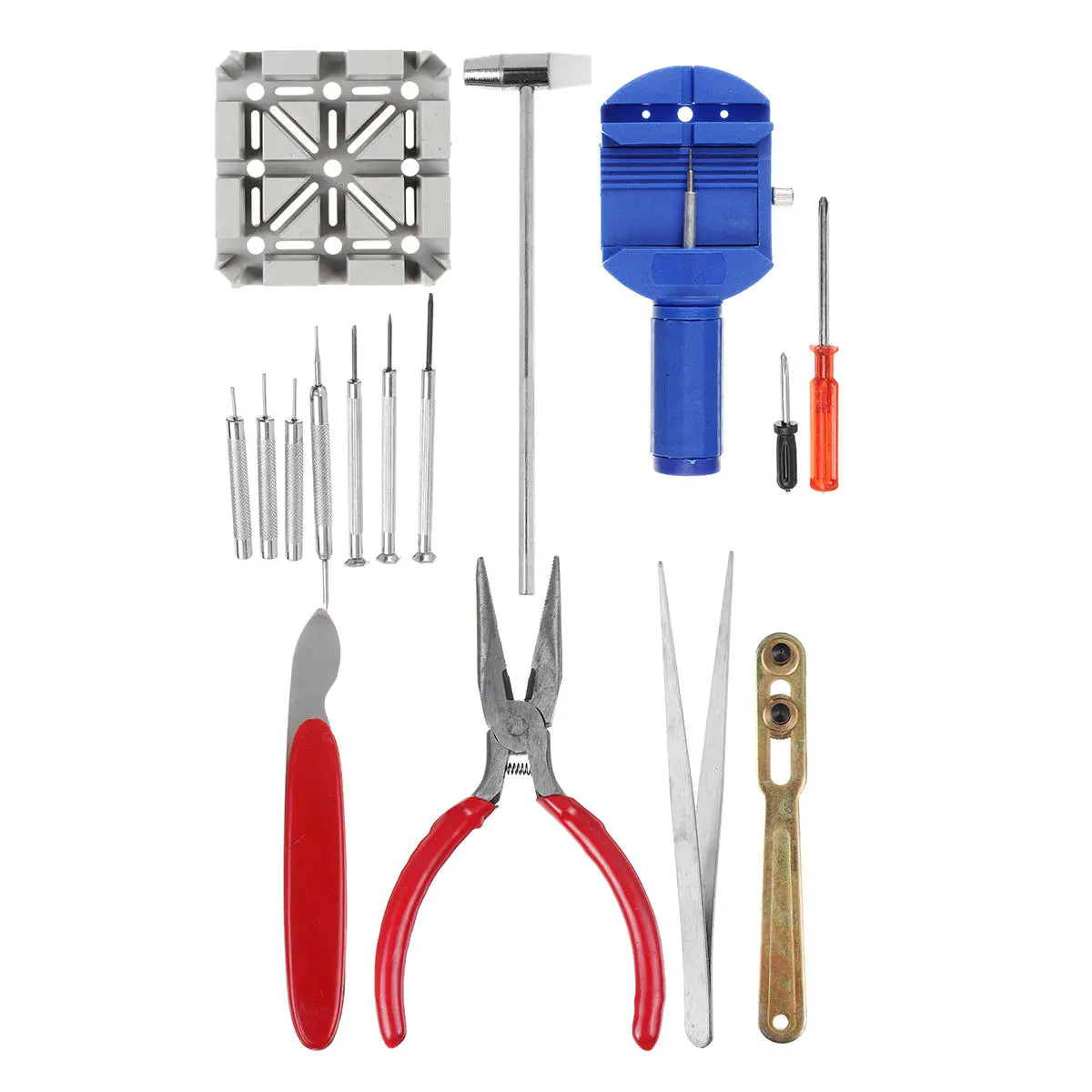 Watch Repair Tools Kit - 16pcs with Strap Adjust Pin & Back Remover