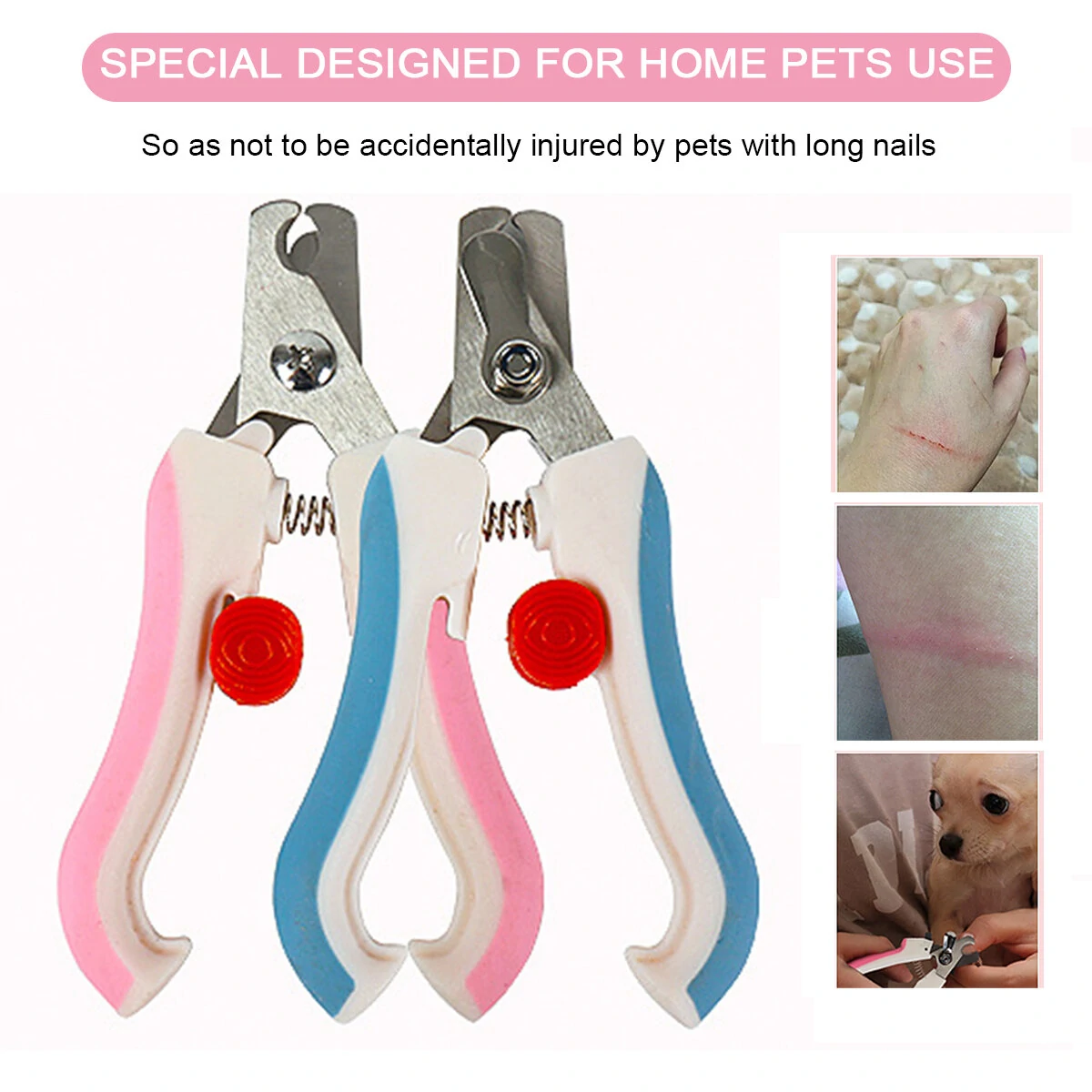 Pet Dog Cat Nail Clipper - Stainless Steel Claw Trimmer & File Tool