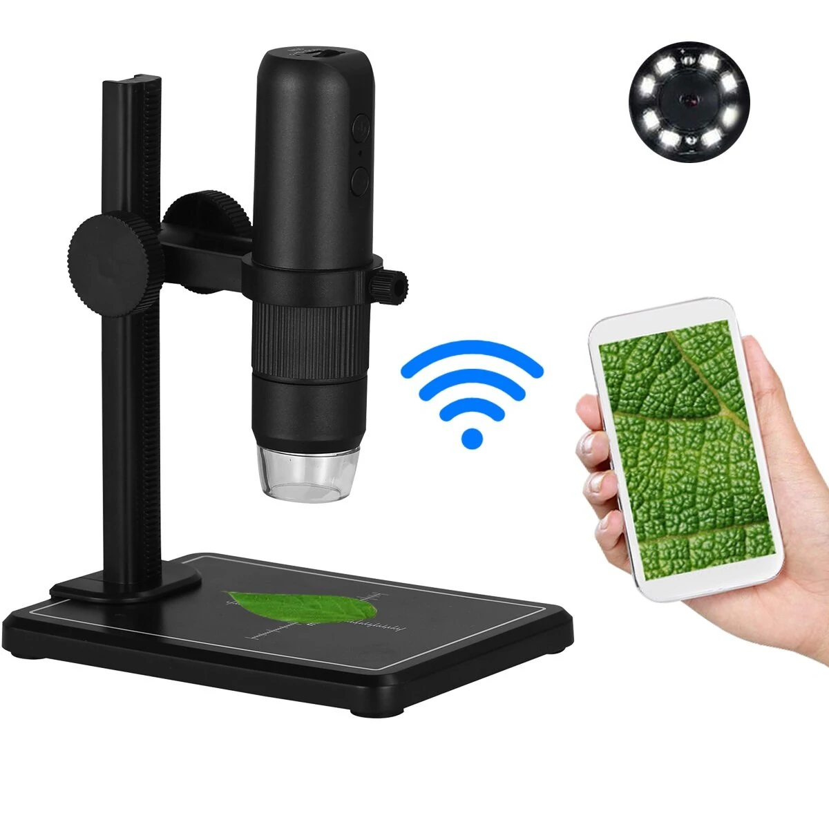USB Digital Microscope 1000X Magnification - Portable Handheld with 8 LED Lights & Real-Time Camera