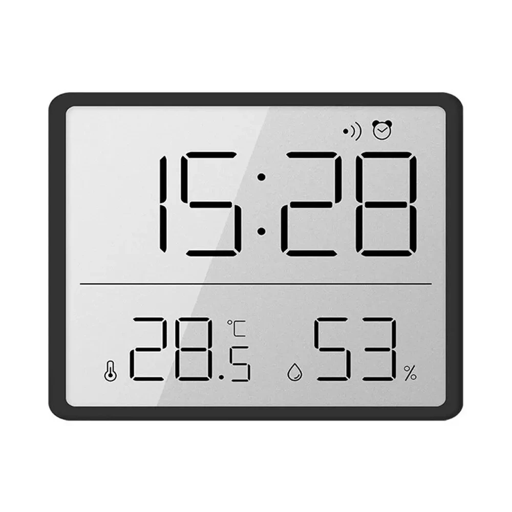 LCD Digital Alarm Clock - Large Display with Temperature Humidity Monitor | Portable Magnetic Design for Travel Desk Nightstand
