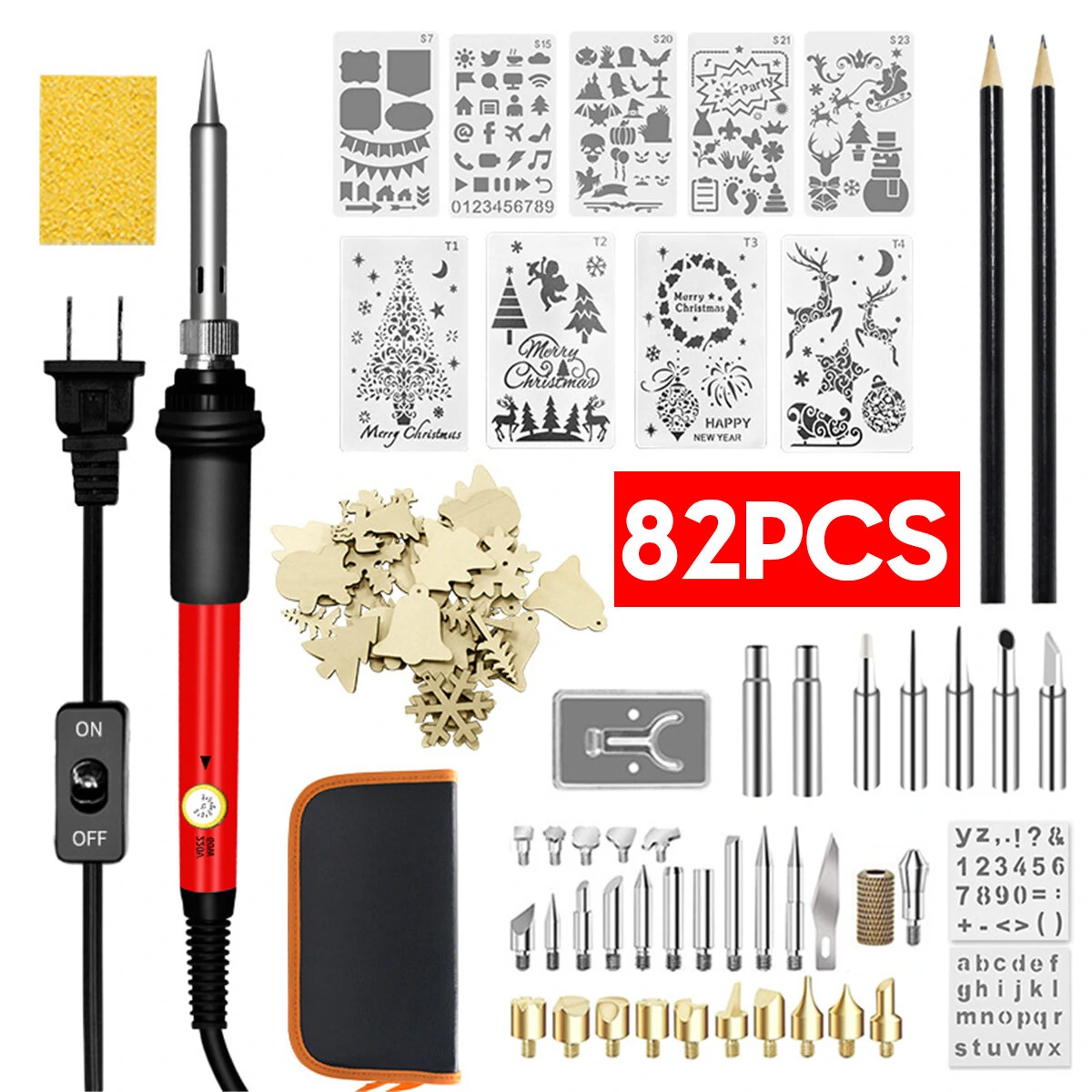 82PCS 60W Adjustable Temperature Electric Soldering Iron Kit - 110V~240V | DIY Welding