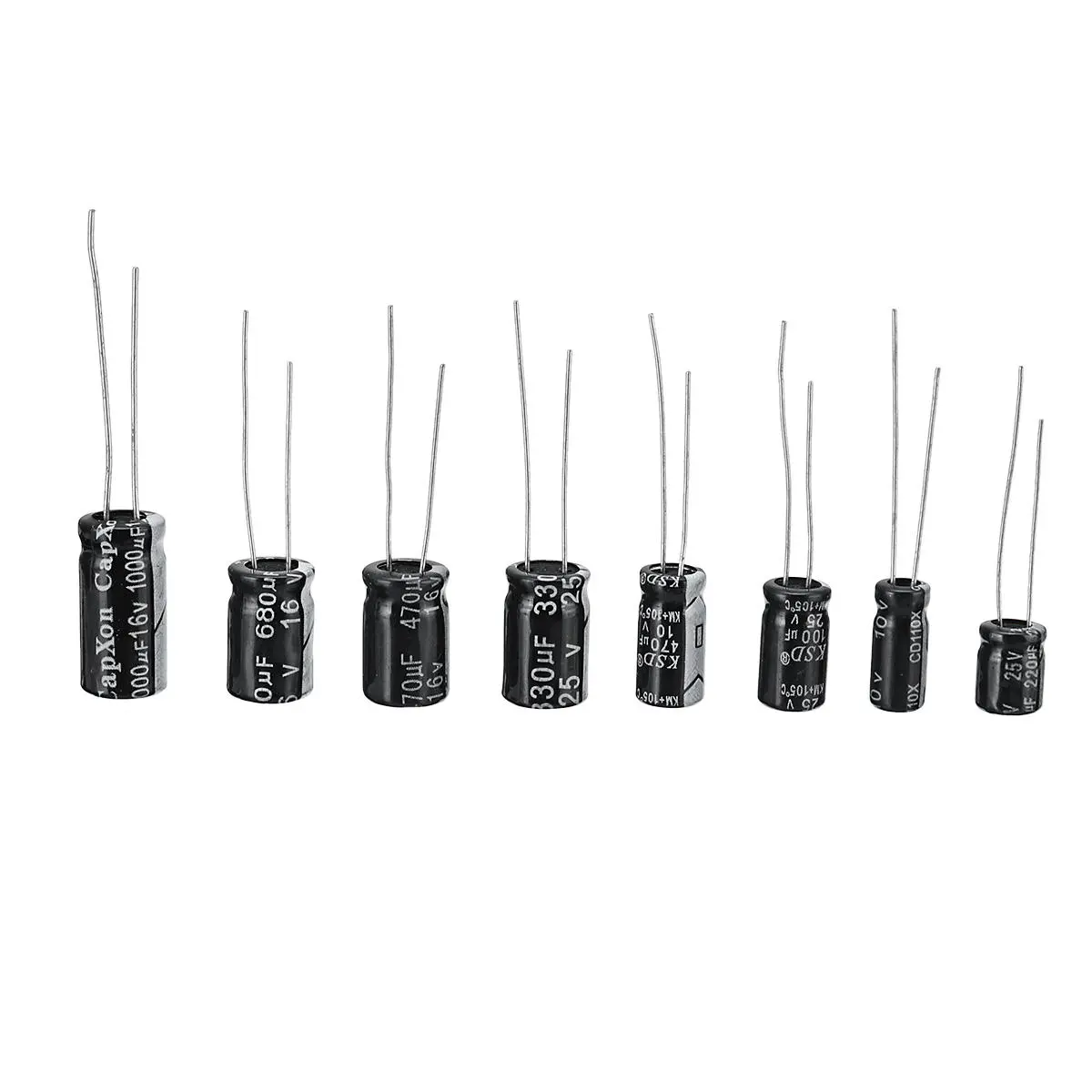 500PCS Electrolytic Capacitor Assortment Kit - 0.1UF to 1000UF, 16V-50V, 24 Values