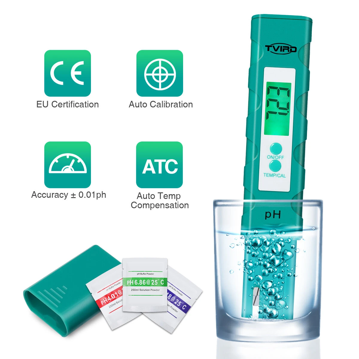 Digital pH Meter - Water Tester for Drinking Water, Aquarium, Hydroponics