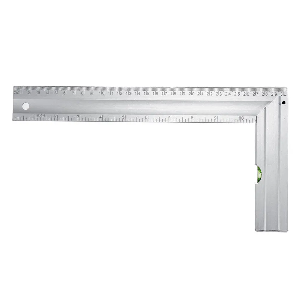 Mytec 300mm Aluminum Alloy 90 Degree Angle Ruler | Carpenter Square Protractor with Bubble Level